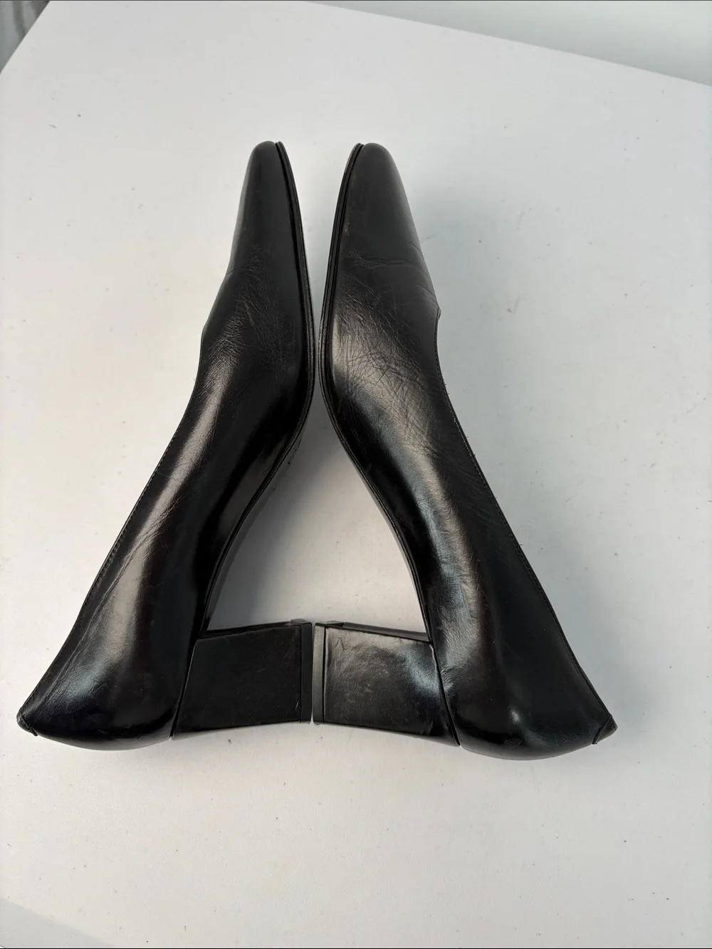 🍰 Rangoni Black Leather Mid Block Heel Pumps made in Italy